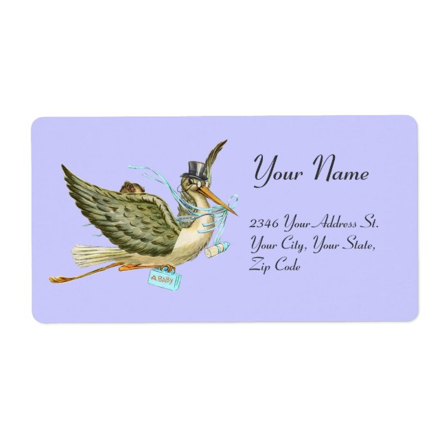 STORK BOY BABY SHOWER , Blue White Label (Front)