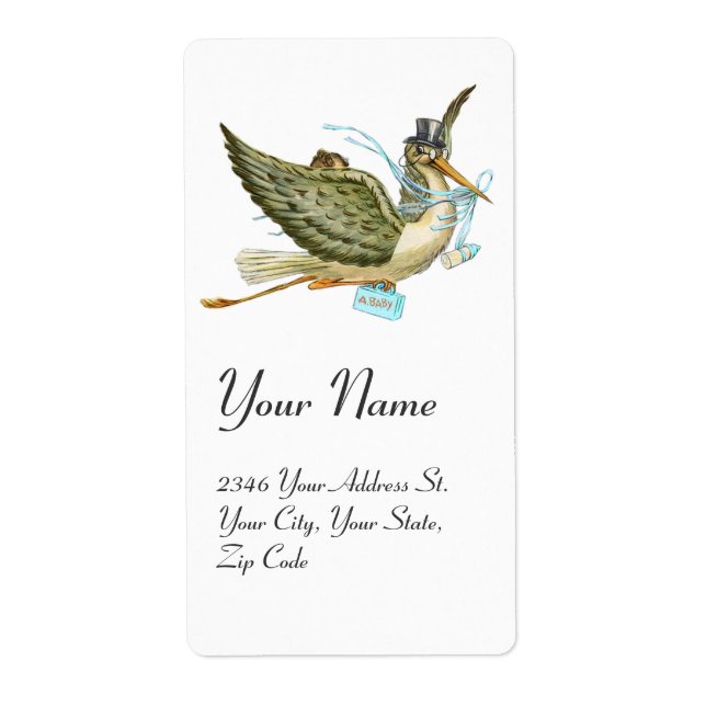 STORK BOY BABY SHOWER , Blue White Label (Front)