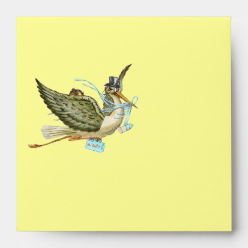 STORK BOY BABY SHOWER  Blue Yellow Envelope