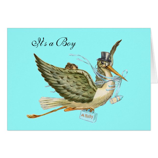 STORK BOY BABY SHOWER CARDS (Front Horizontal)
