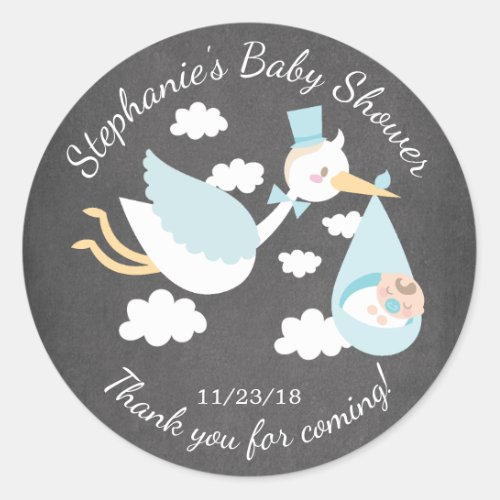 Stork Boys Baby Shower Favor Sticker