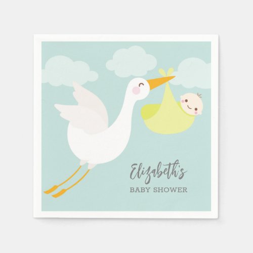 Stork Bundle Gender Neutral Baby Shower Napkins