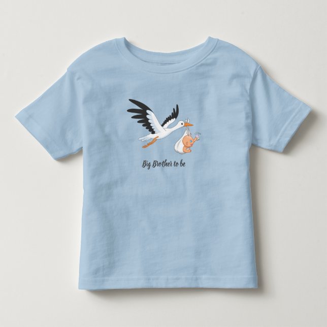 Stork Carrying a Baby Big Brother to be Toddler T-shirt (Front)