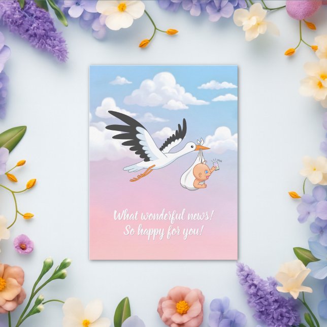 Stork Carrying a Baby Taking Selfie Postcard (Creator Uploaded)