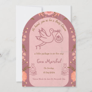 Stork Carrying Baby-Baby Shower Invitation