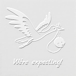Stork Carrying Baby Bundle Expecting Pregnancy Embosser