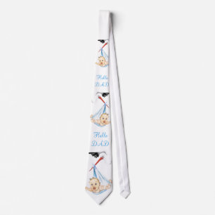 Stork Carrying Baby - Cartoo Funny - Hello DAD Neck Tie