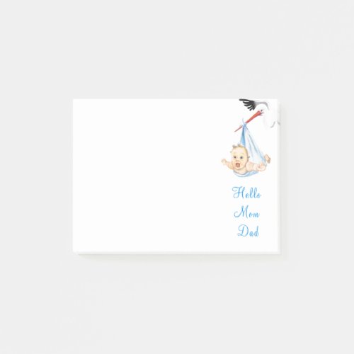 Stork Carrying Baby _ Cartoon Sweet Funny Hello Post_it Notes