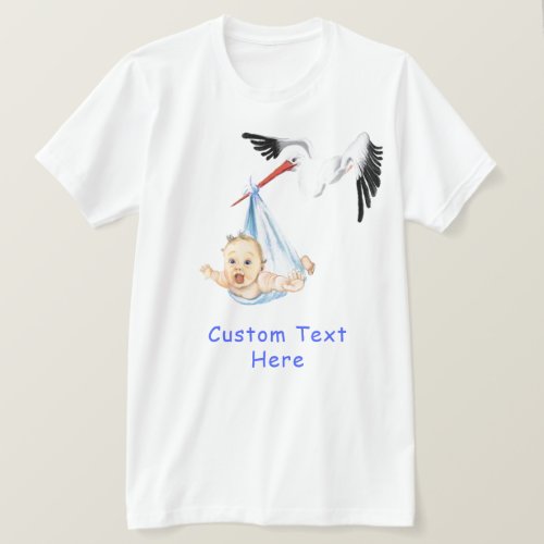 Stork Carrying Baby Funny _ Add Text  Name T_Shirt