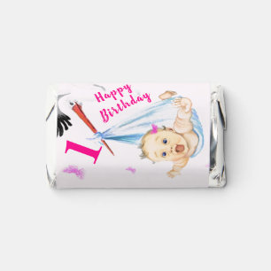 Stork Carrying Baby Funny Customizable Birthday Hershey's Miniatures