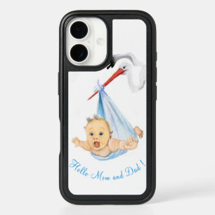 Stork Carrying Baby Funny iPhone Case Custom Text