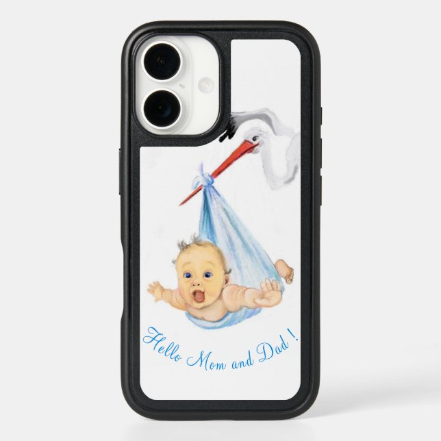 Stork Carrying Baby Funny iPhone Case Custom Text (Back)