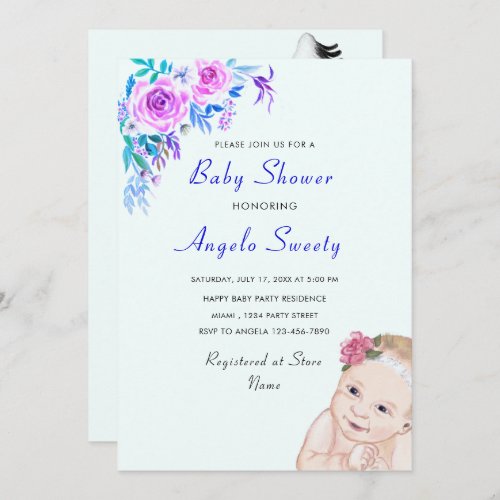 Stork Carrying Baby Funny Shower Invitation