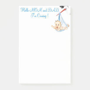Stork Carrying Baby Funny Sticky Notes Custom Text