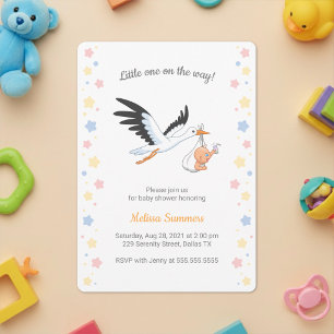 Stork Carrying Baby Selfie Baby Shower Invitation