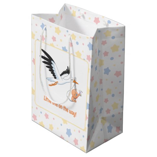 Stork Carrying Baby Selfie Baby Shower Medium Gift Bag
