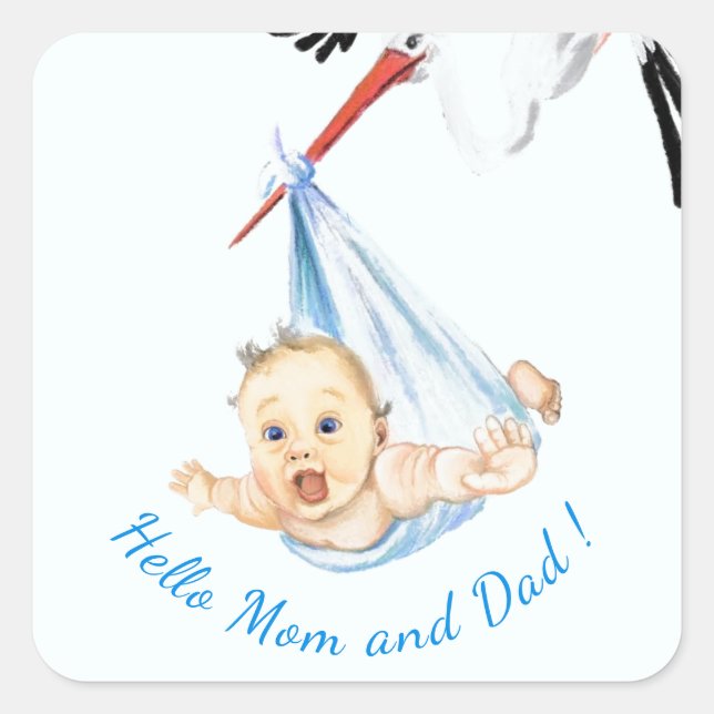 Stork Carrying Baby Sticker Funny - Custom Text (Front)
