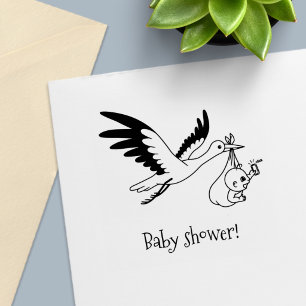 Stork Carrying Bundle Baby Shower Self-inking Stamp
