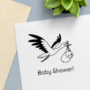 Stork Carrying Bundle Baby Shower Self-inking Stamp