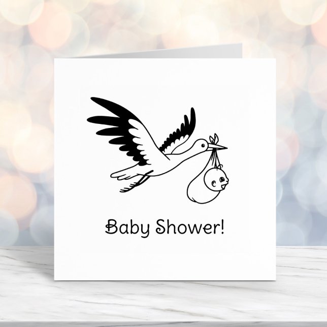 Stork Carrying Bundle Baby Shower Self-inking Stamp (Creator Uploaded)