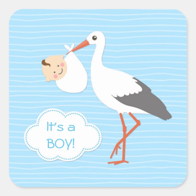 Stork carrying cute baby boy You Sticker (Front)