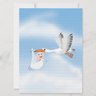 Stork carrying new born Baby Invitation