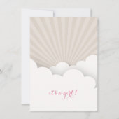 Stork + Clouds Baby Shower - Pink Invitation (Back)