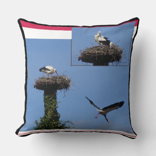 Stork Collage Throw Pillow 