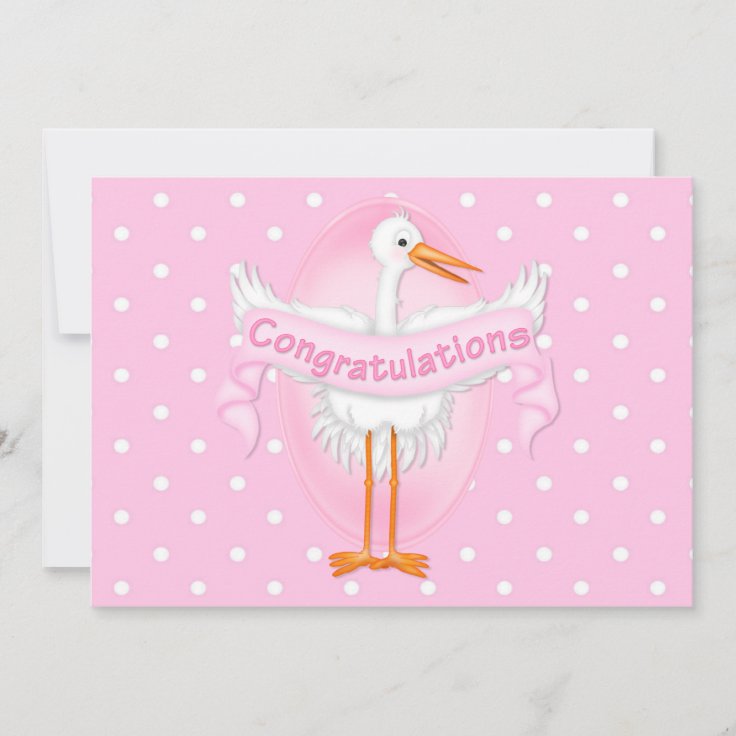 Stork Congratulations Baby Shower Invitation | Zazzle