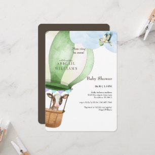 Stork & Cow Moo-ving in Soon Brown Baby Shower Invitation