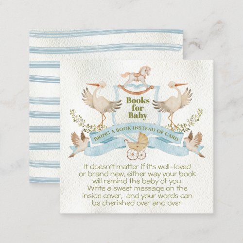 Stork Crest Watercolor Books for Baby Square Business Card