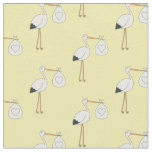 Stork Cute Baby Nursery Yellow Gender Neutral Fabric