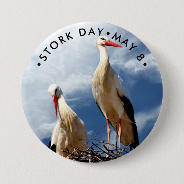Stork Day, white stork Button (Front)