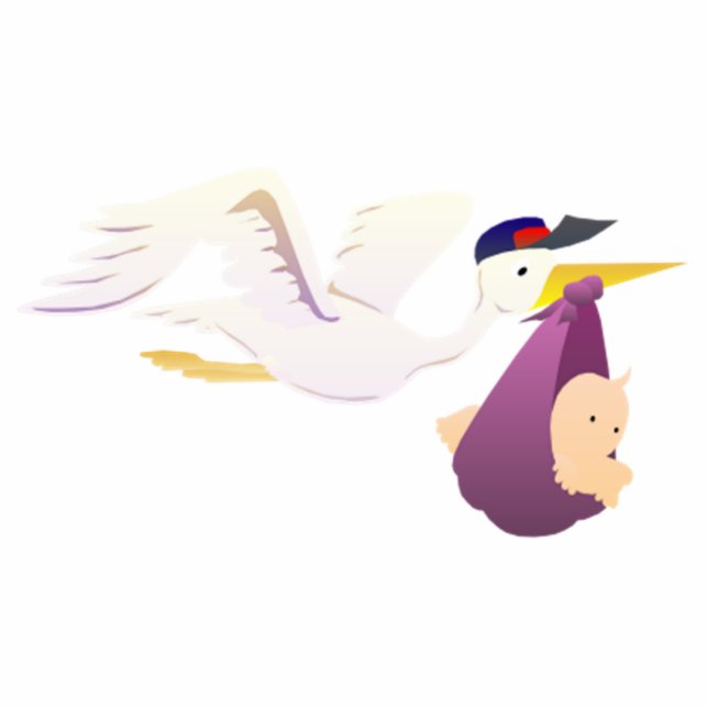 Stork Delivering a Baby Cutout (Front)