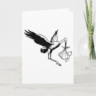 Stork Delivering Baby Vintage Look Congratulations Card
