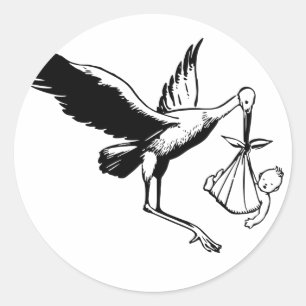 Stork Delivering Baby Vintage Look Congratulations Classic Round Sticker