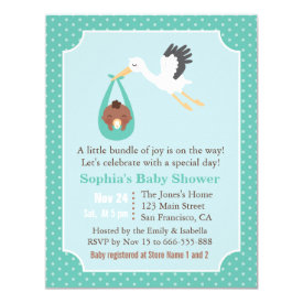 Stork Delivers African American Baby Boy Shower Card