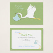 Stork Delivers Boy Thank You Card (Front & Back)