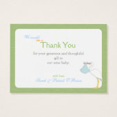Stork Delivers Boy Thank You Card (Back)
