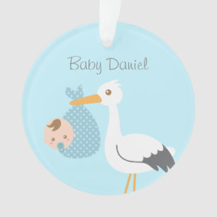 Stork Delivers Cute Baby Boy Nursery Room Decor Ornament
