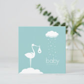 Stork Delivery Boy Baby Shower invitation (Standing Front)