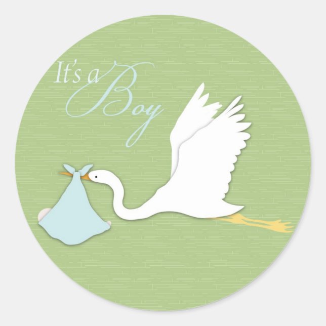 Stork Delivery Boy Sticker (Front)