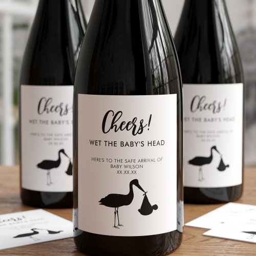 Stork Delivery Cheers to the New Baby Wine Label