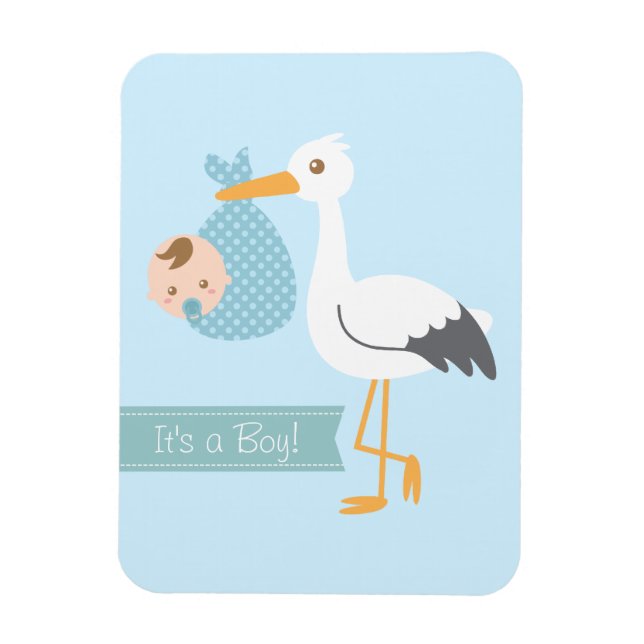 Stork Delivery Cute Baby Boy Shower Party Favor Magnet (Vertical)