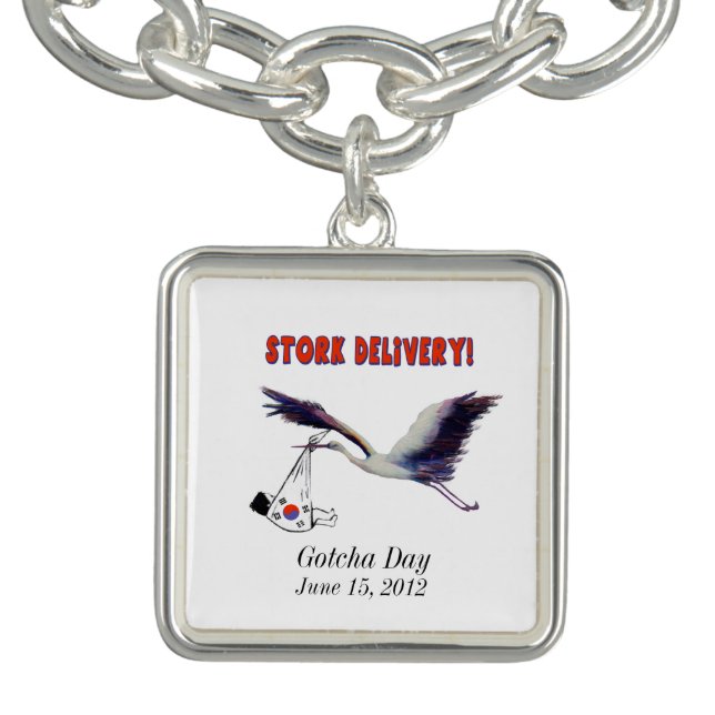 "Stork Delivery" (Korean Adoption) Charm Bracelet (Design)