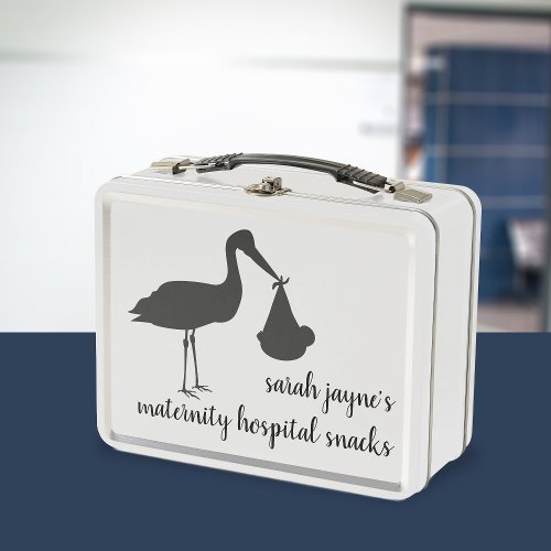 Stork Delivery Mom to Be Retro Metal Lunch Box