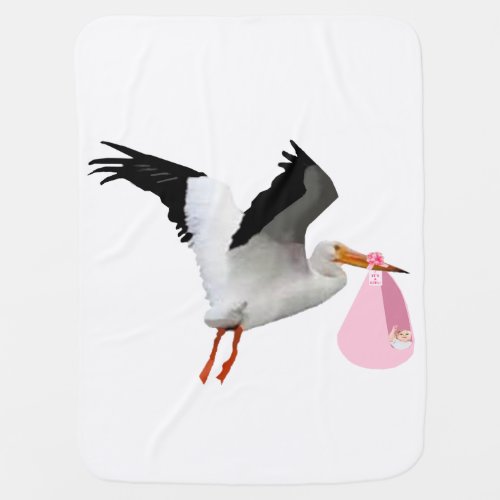 Stork Delivery Pink Baby Blanket