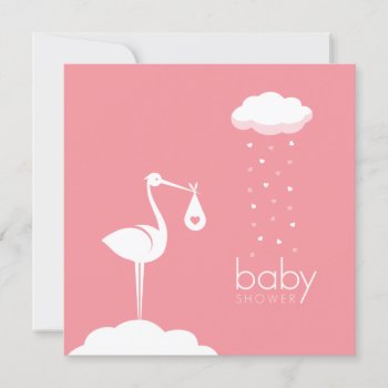 Stork Delivery Pink Baby Shower Invitation by BluePlanet at Zazzle