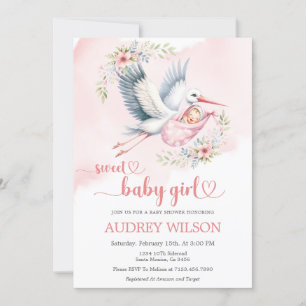Stork Delivery Sweet Baby Girl Invitation