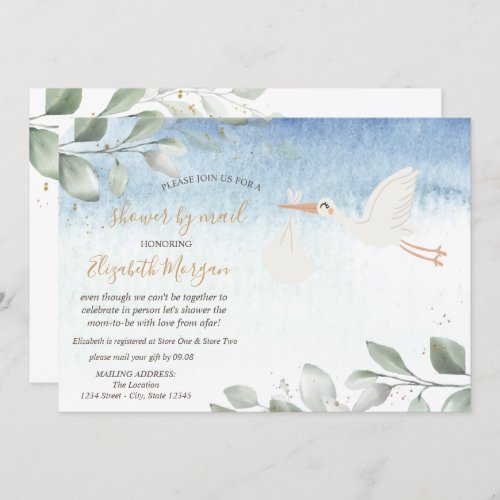 Stork Delivery Virtual Baby Shower By Mail Invitation